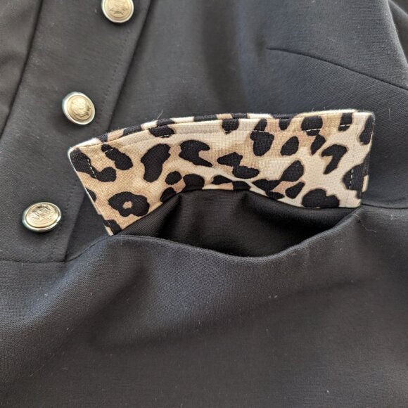 CHICOS Blazer Women's 3 (L) Black Leopard Print Trim Buttons Collar Jacket - Picture 7 of 12